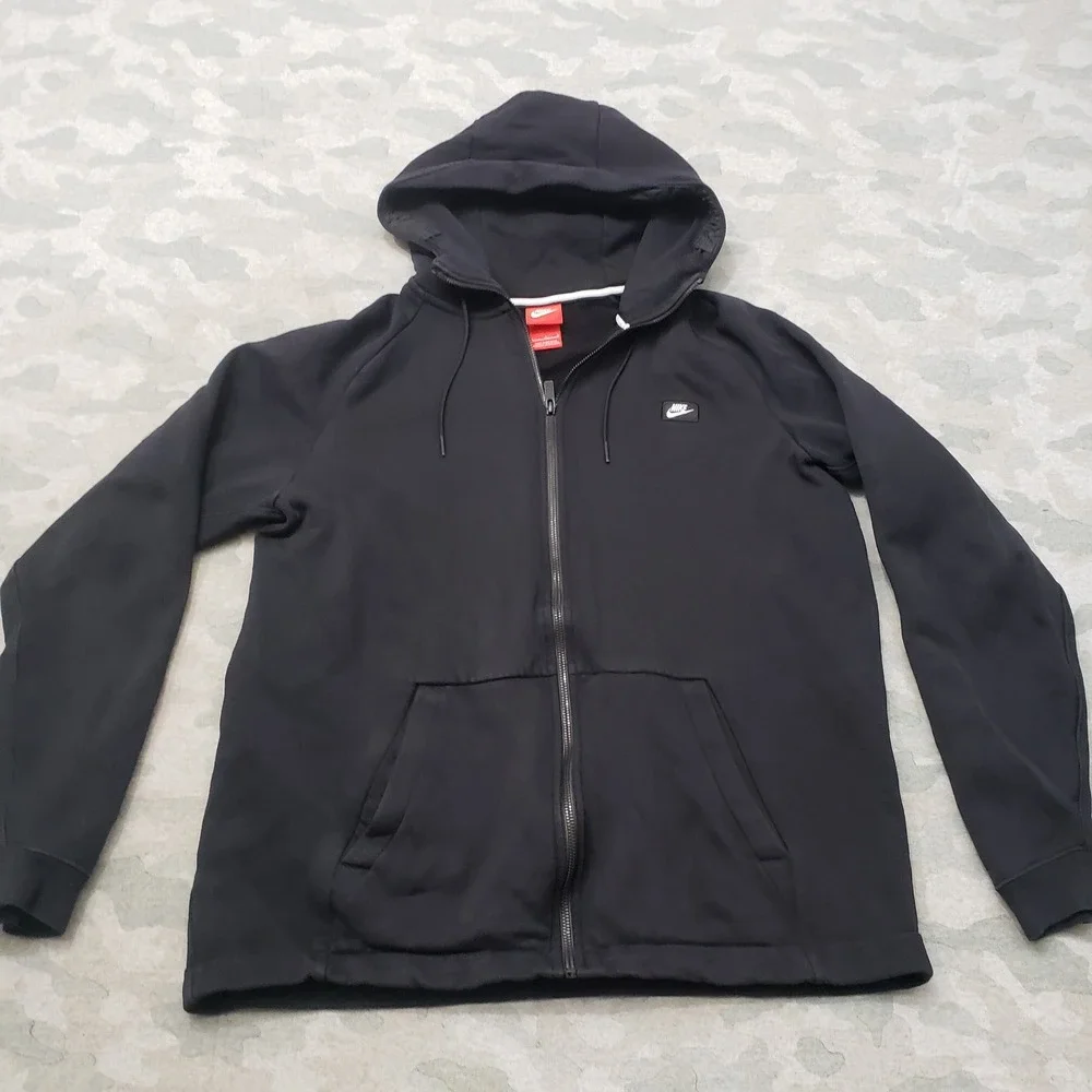Nike Full Zip Hoodie Mens Large Black Fleece Athletic Sweatshirt Outdoors Gym